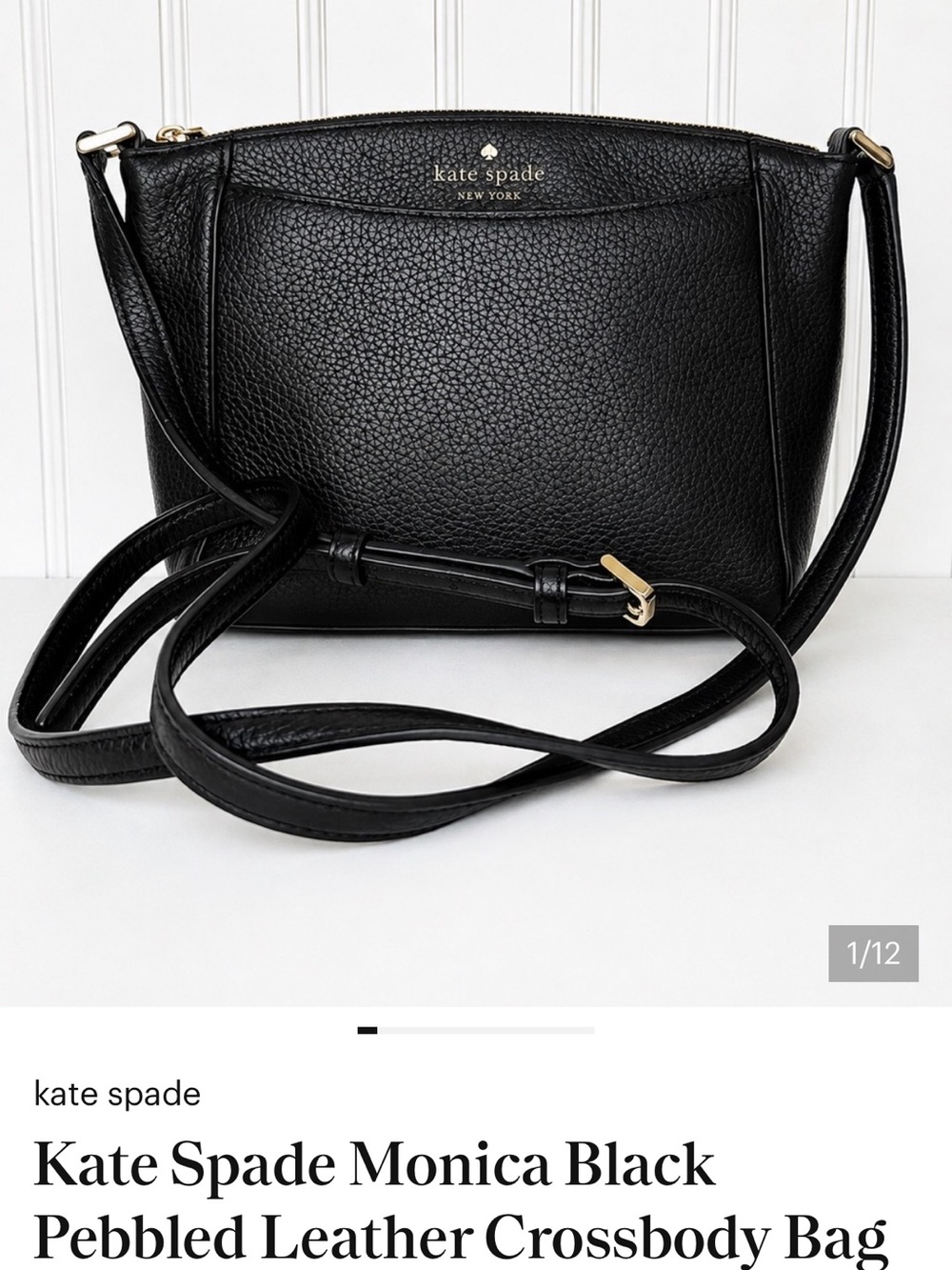 kate spade Black Pebbled Leather Monica Crossbody
